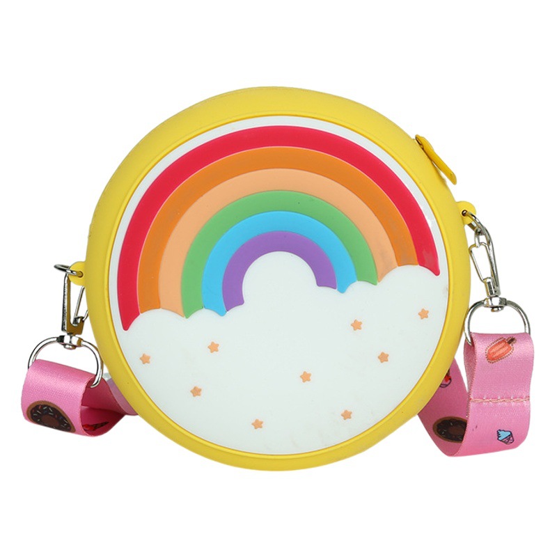 INS Nuevo Arco Iris donut mini niños niñas de silicona bolsa de mensajero del hombro de la princesa monedero bolso de las mujeres
