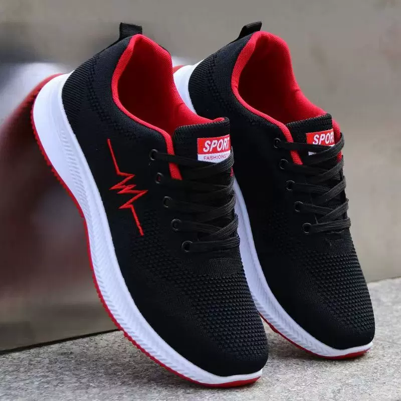真飞织网布透气男士休闲运动鞋跨境外贸批发韩版跑步鞋时尚潮单鞋