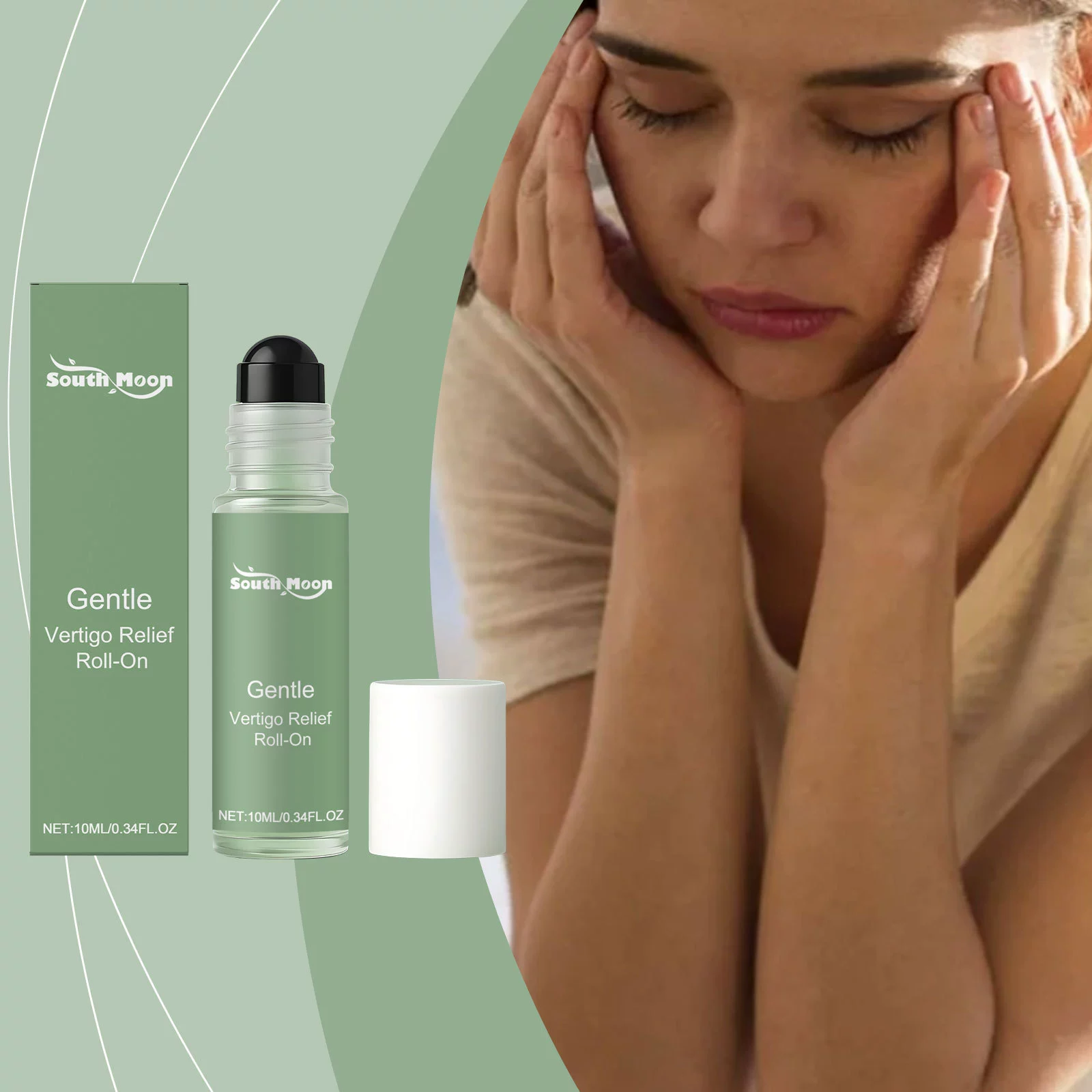 SOUTH MOON Роликовый шарик для ухода за головой Портативный уход Хороший мятный роликовый шарик Эфирное масло Свежий и клетчатый опыт