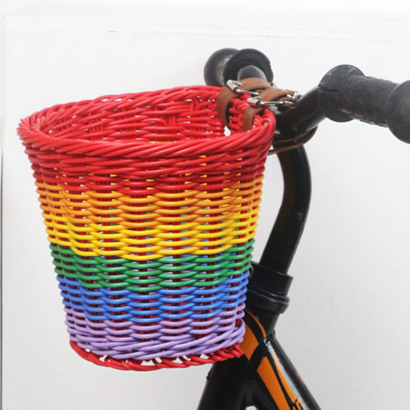 Cesta de almacenamiento tejida scooter andador cesta de bicicleta para niños cesta de verduras cesta de ratán cesta de coche eléctrico grande y pequeño
