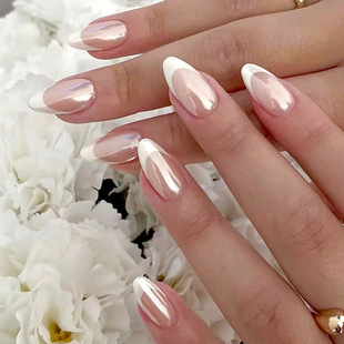 Electroplating French 30 Simple Pure Nail Art Aurora White Water Drops Almond Armor European and American Foreign Trade Wear Armor