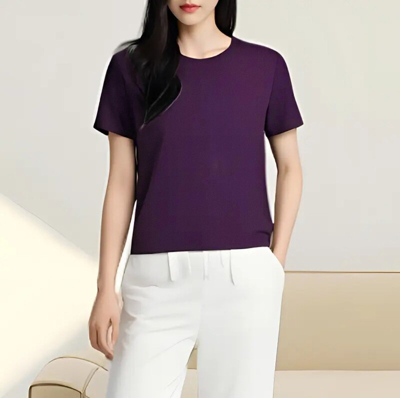 夏の新しいラウンドネック半袖スリムフィット春と夏のインナー弾性Tシャツファッショナブルなスリムフィットルーズレディース通気性|undefined