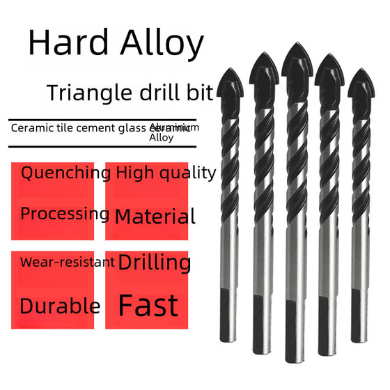 Ceramic tile drilling drill bit 6mm hard alloy Triangle drill bit all ceramic concrete brick wall special hand electric drill bit