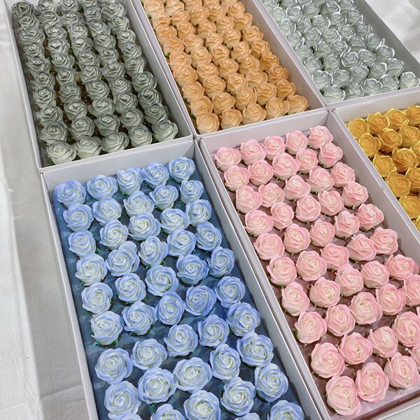 Small floral glass soap for St. Valentine's Day contains rose
