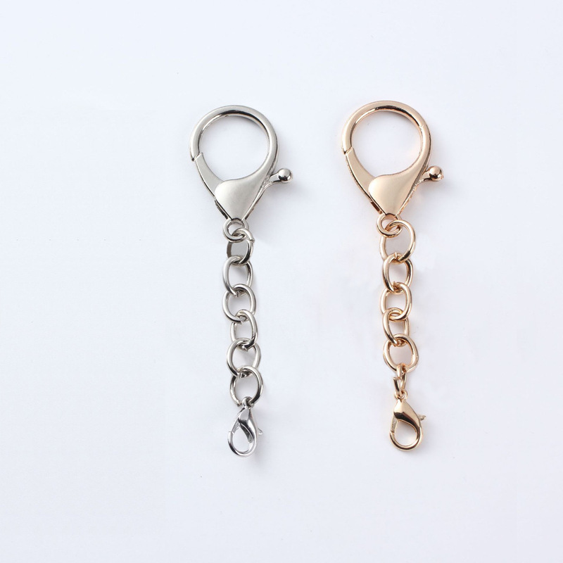 Large and Small Alloy Lobster Clasps with Chains, Key Rings, Keychains, Hanging Chains, Accessories, Jewelry Materials, Wholesale in Stock