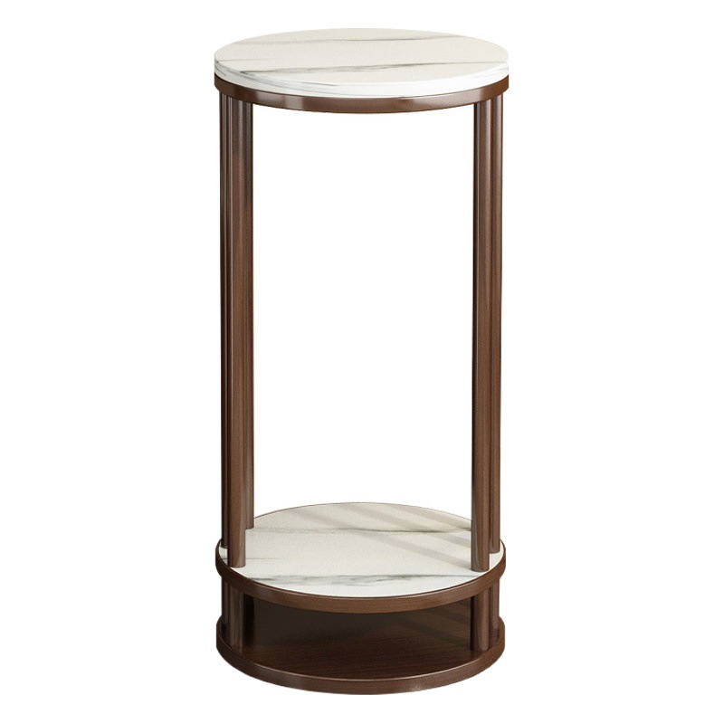 Mesa de flores de madera maciza Nordic Light Luxury Marble floor-type rack de almacenamiento de múltiples capas balcón interior TV gabinete decoración flor rack