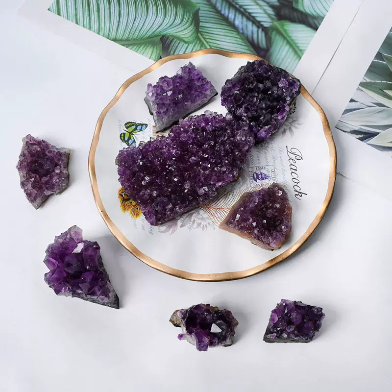 天然紫水晶簇紫晶块矿物标本消磁扩香石摆件水晶原石批发水晶摆件