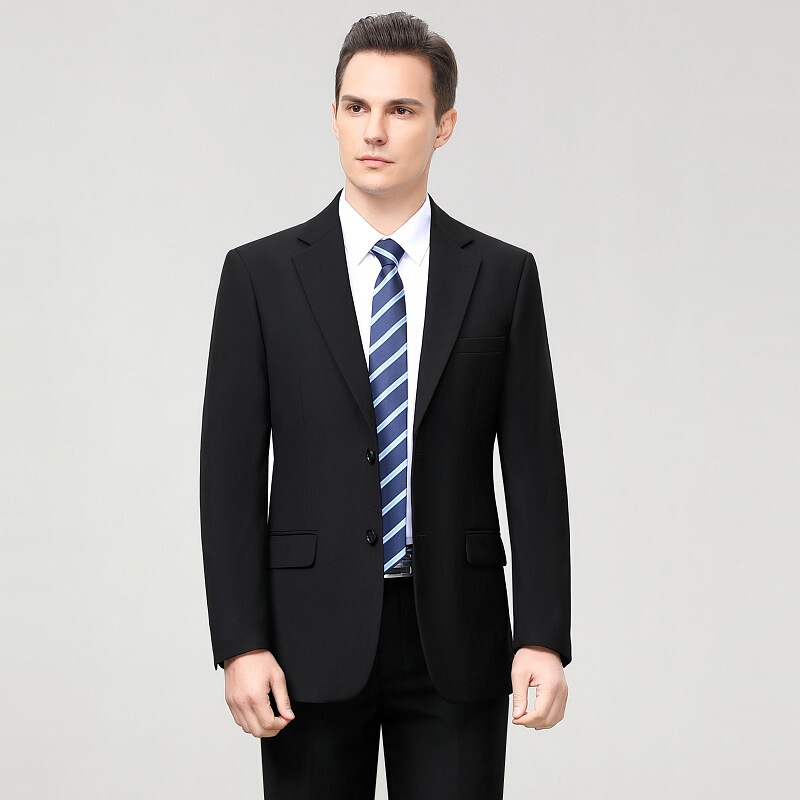 High-End Wool Suit Suit for Middle-Aged Men, Business Formal Wear, Pure Color Professional Suit, Large Size Wedding Dress, Dad Suit