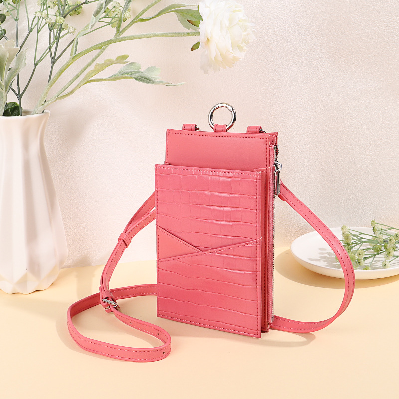 2024 nuevo bolso de mensajero de un solo hombro pequeño bolso pequeño de rombo de estilo japonés fresco bolso de teléfono móvil de mujer con patrón de piedra