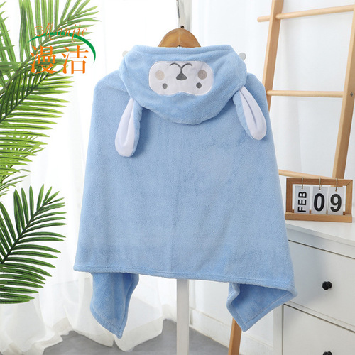 Children's hooded bath towel cloak absorbent high density coral velvet bathrobe microfiber cartoon baby bath skirt wholesale