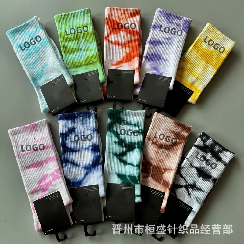 Suwan Nest men's and women's socks color tie-dye sports cotton socks short tube socks lovers high tube tide socks wholesale