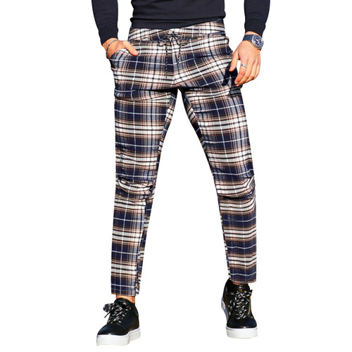 Independence Station autumn new style men's clothing fashionable slim slim fit large plaid casual pants