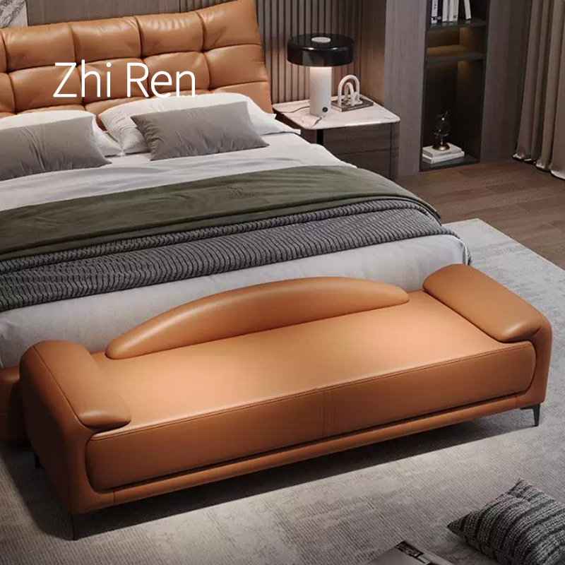 Bed end bench, bedroom side bench, home shoe changing bench with backrest, long bench, clothing rack bench, clothing store leisure bench