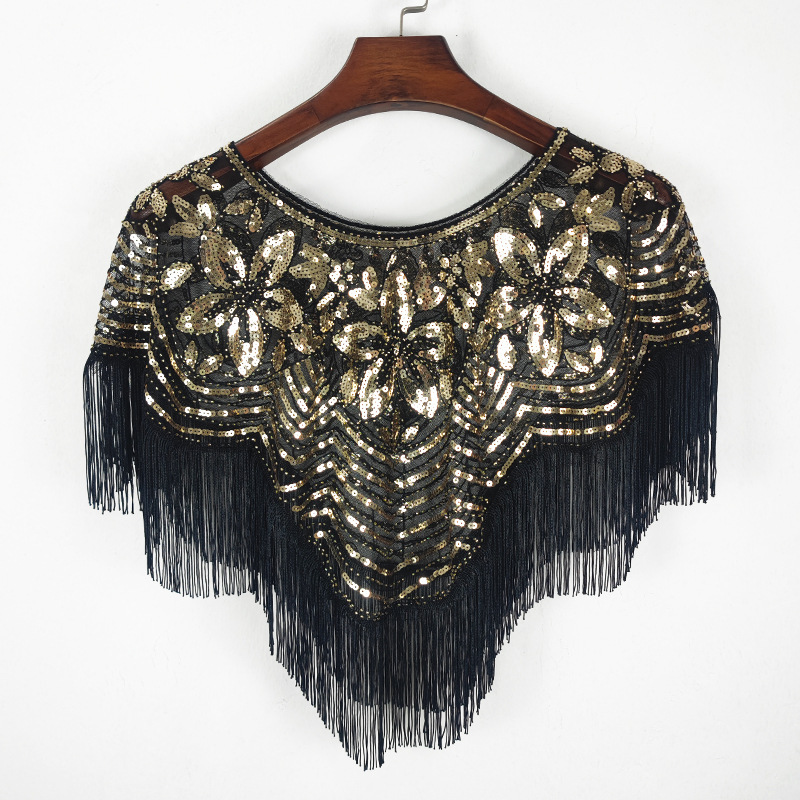 Sequined shawl tassel ladies summer sunscreen thin coat mesh embroidered beads outside the dress cross-border Europe and the United States foreign trade