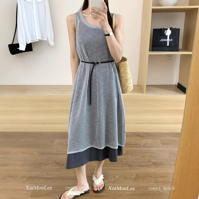 Hollow-Out Cover-Up Blouse with Niche Design, Retro Lazy Style Knitwear, 2026 New Model, Sleeveless Knitted Elegant Dress Hollow-Out Cover-Up Blouse with Niche Design, Retro Lazy Style Knitwear, 2026 New Model, Sleeveless Knitted Elegant Dress