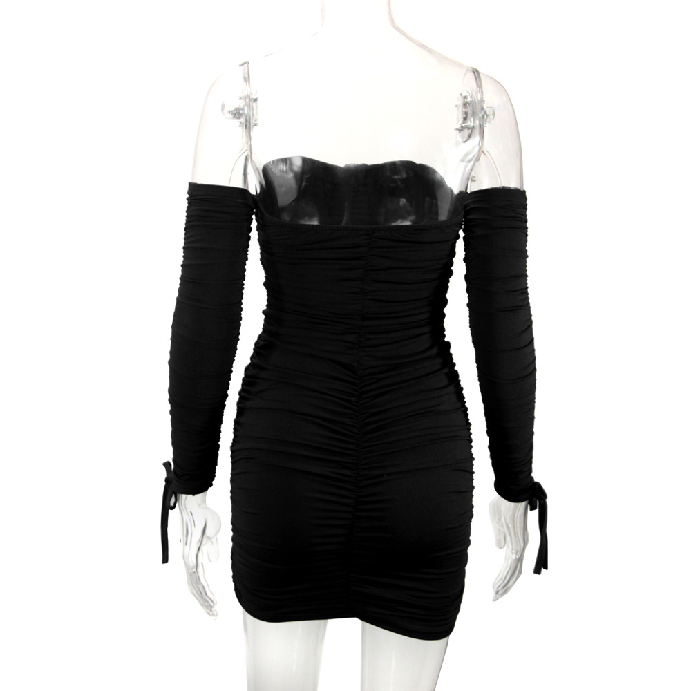 273g Weight Short Mini Dress Dress Length Type Long Sleeve Sleeve Length Bodycon Dress Dresses Type Spandex, Polyester Fabric Type Mid Waist Waist Line Holiday, Party Occasion Strapless Neckline Skinny Fit Type Solid Color Pattern Spring, Autumn Season Women's Gender Pleated Design Elegant, Sexy Style Wholesale Women's Elegant Sexy Pleated Solid Color Holiday Party Strapless Long Sleeve Bodycon Dress 10