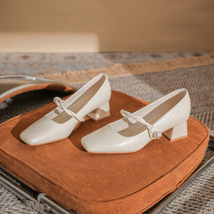 5888 High Sexy Women's Thick Heel Square Head Mary Jane Single-layer Shoes 2024 New All-match Not Tired High Heels