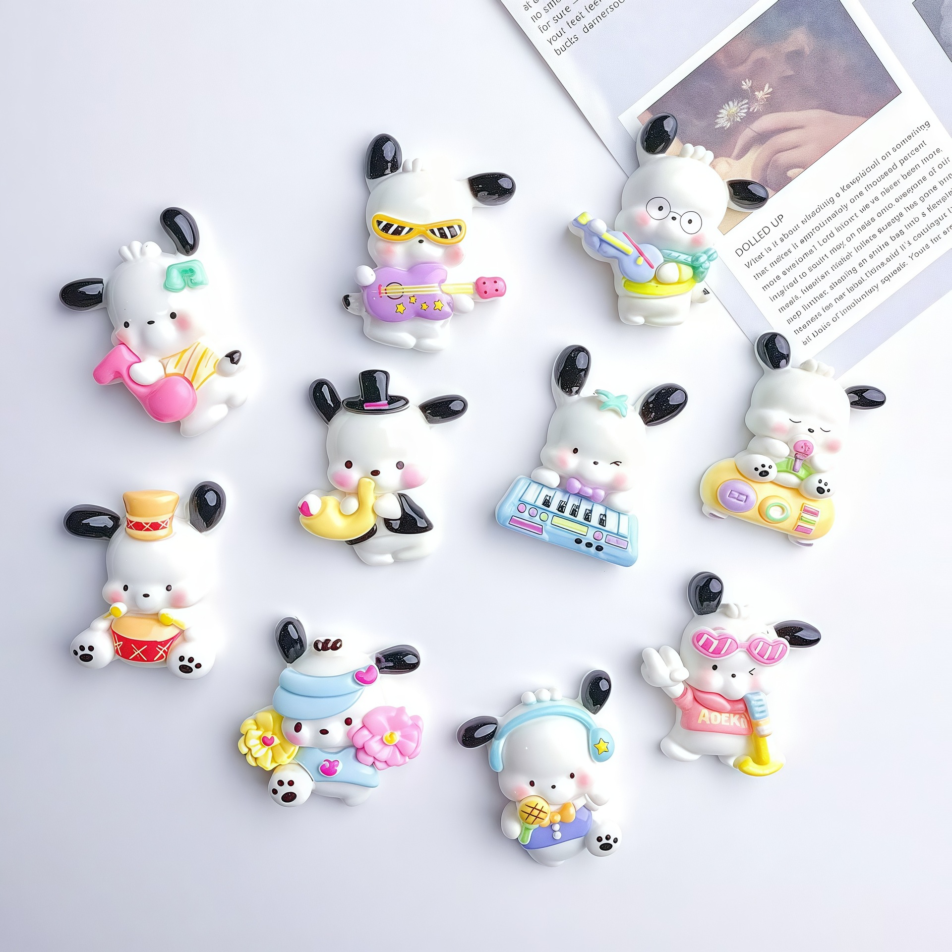 卡通diy树脂配件饰品音乐三丽鸥帕恰狗奶油胶发夹手机壳鞋扣配饰