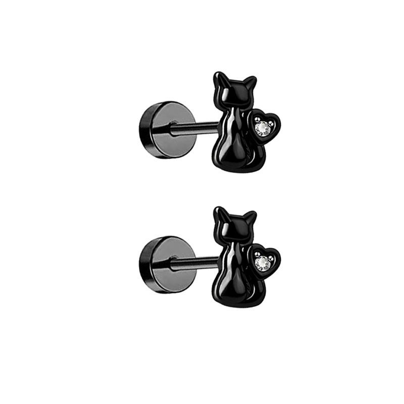 Stainless Steel Black Zircon Pearl Earrings Simple Geometric Stud Earrings for Women Fashion Piercing Jewelry 2024 Spring detail image 18