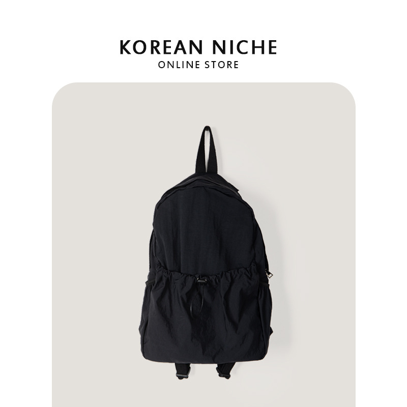 Koreanische Nische Instagram wasserdichter Nylongewebe-Rucksack mit Kordelzug für Damen, vielseitig, leicht, große Kapazität für Studenten_voghion.com