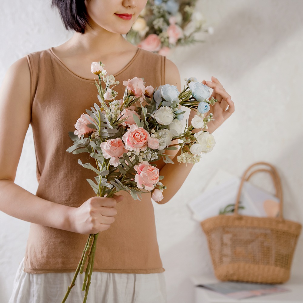 跨境裝飾品清伊雪苞廠家仿真花假花綠植物批發婚慶INS風MW83112