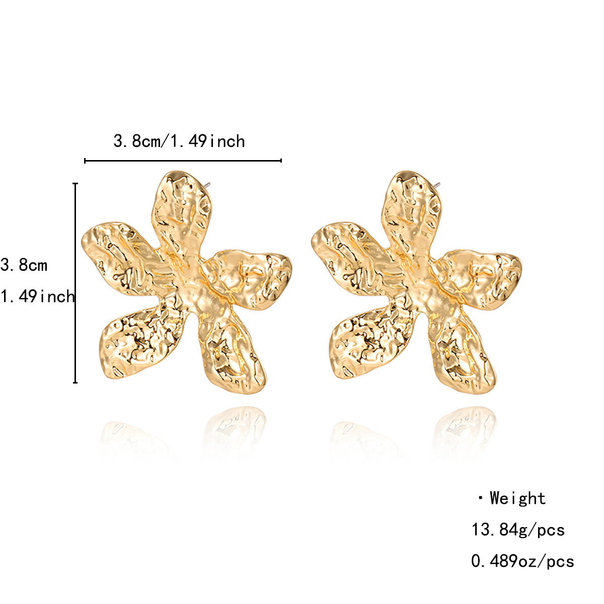 Kenjie Moda europea y americana Atmósfera Oro Pendientes de flores tridimensionales Temperamento Metal Pendientes de pétalos multicapa Pendientes de fiesta