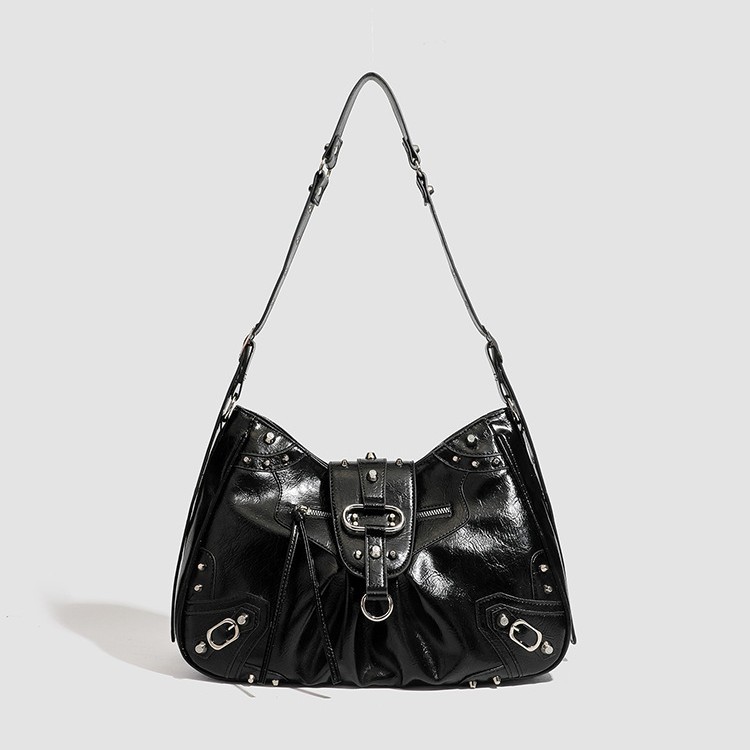 High-End Sweet-Cool Motorcycle Bag, Large-Capacity Studded Tote Bag for Women, 2025 New Style Bag, Single-Shoulder Crossbody Bag, Trendy