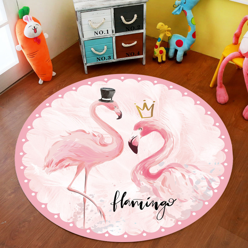 Transfronteriza de dibujos animados alfombra redonda dormitorio lindo cama completa estera de noche engrosada de terciopelo de cristal alfombra del piso de los niños alfombra de la habitación