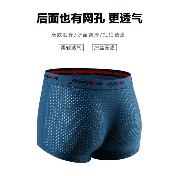Calzoncillos Boxer de los hombres de seda de hielo verano malla transpirable malla hueco modal Boxer shorts cabeza fábrica al por mayor