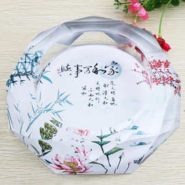 高档水晶烟灰缸家用时尚创意图片彩印个性定制LOGO客厅酒店烟灰缸