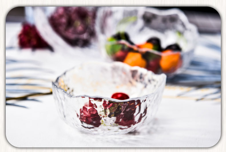日式锤纹玻璃碗沙拉碗餐具套装碗碟碗具水果盘不规则碗甜品碗定制详情2