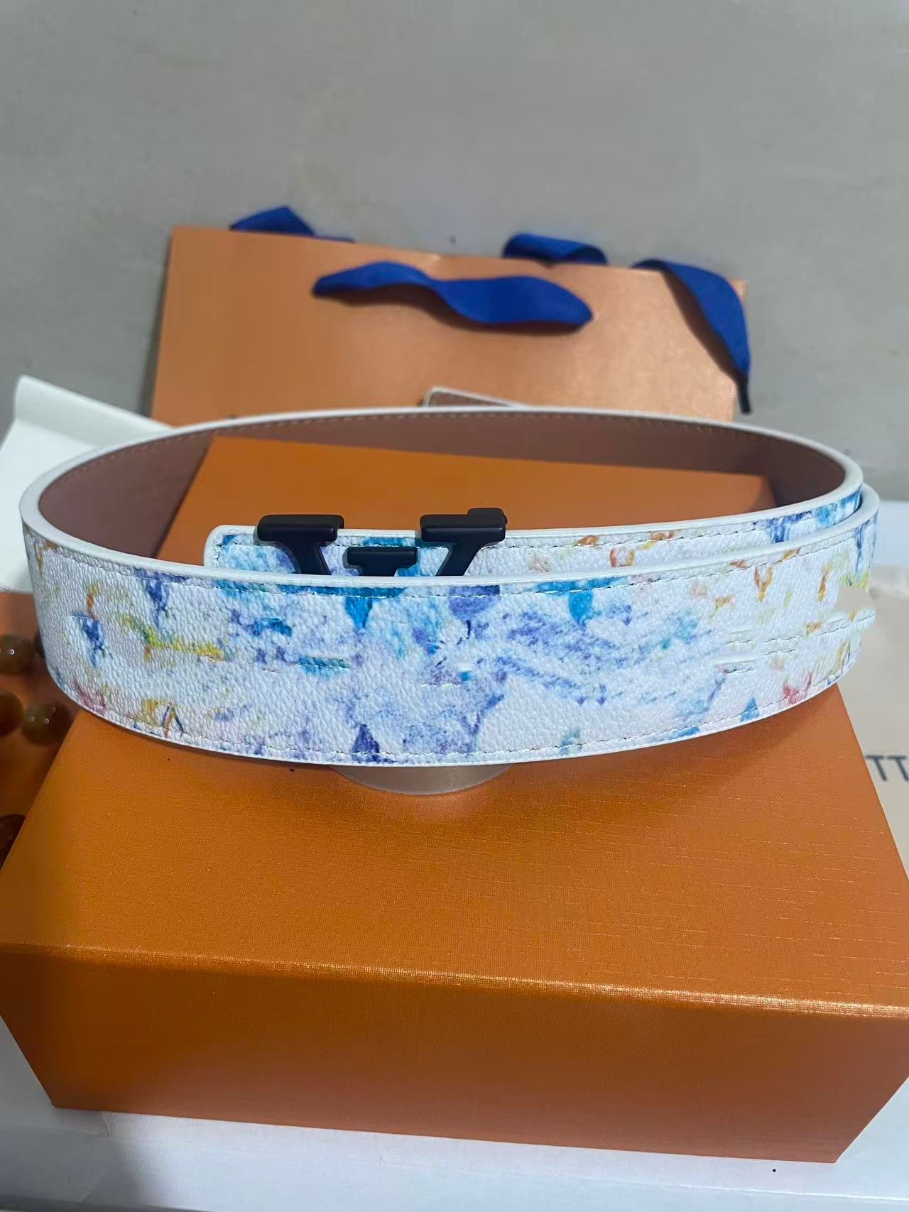 Cinturón para Hombre 4.0 cm de Piel de Vaca de Dos Capas con Hebilla Lisa para Uso Casual image 38