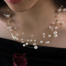 鱼线编织仿珍珠六层项链手链套装满天星轻奢气质秋冬简约小众项链