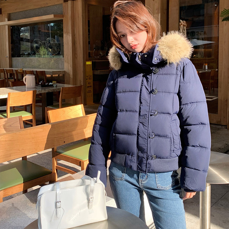 2025 ropa de algodón de pluma de invierno para mujeres corto gran cuello con capuchón de algodón grueso chaqueta de algodón de estilo europeo y americano chaqueta de pan image 6