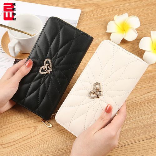 Cross-border lady wallet long zipper new handbag mobile phone bag card case large bill clip simple fashionable trendy item