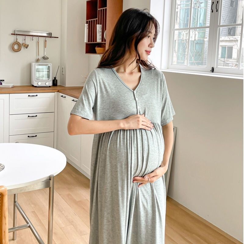 Breastfeeding Nightgown with Chest Pad Summer Loose plus size Moon Pajamas Can be Wearing Pregnant Women's Short-sleeved dress Home Clothes Breastfeeding Nightgown with Chest Pad Summer Loose plus size Moon Pajamas Can be Wearing Pregnant Women's Short-sleeved dress Home Clothes