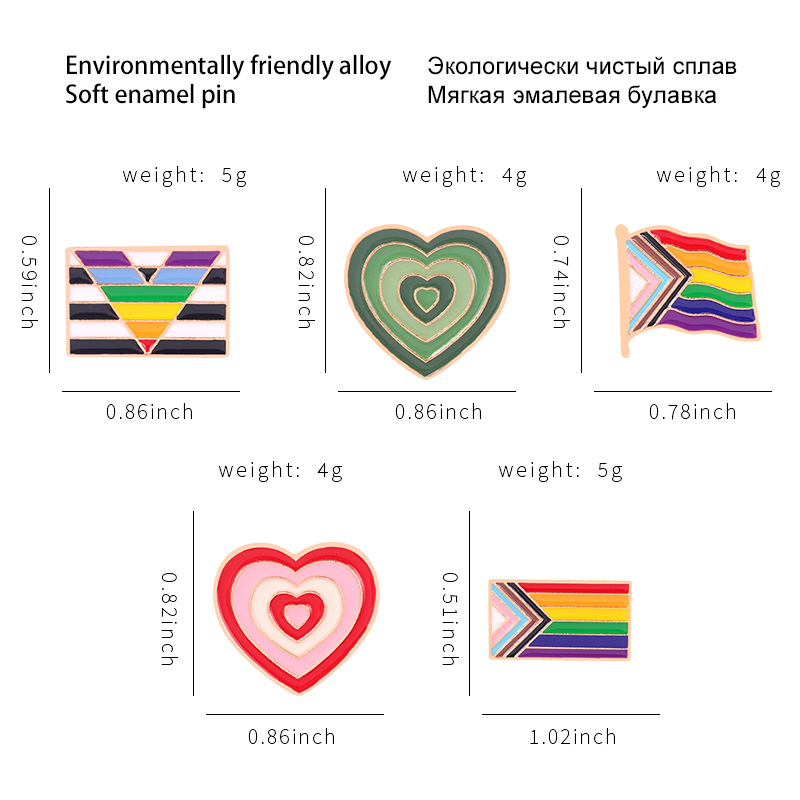 Fashion Rainbow Heart Shape Alloy Enamel Unisex Brooches