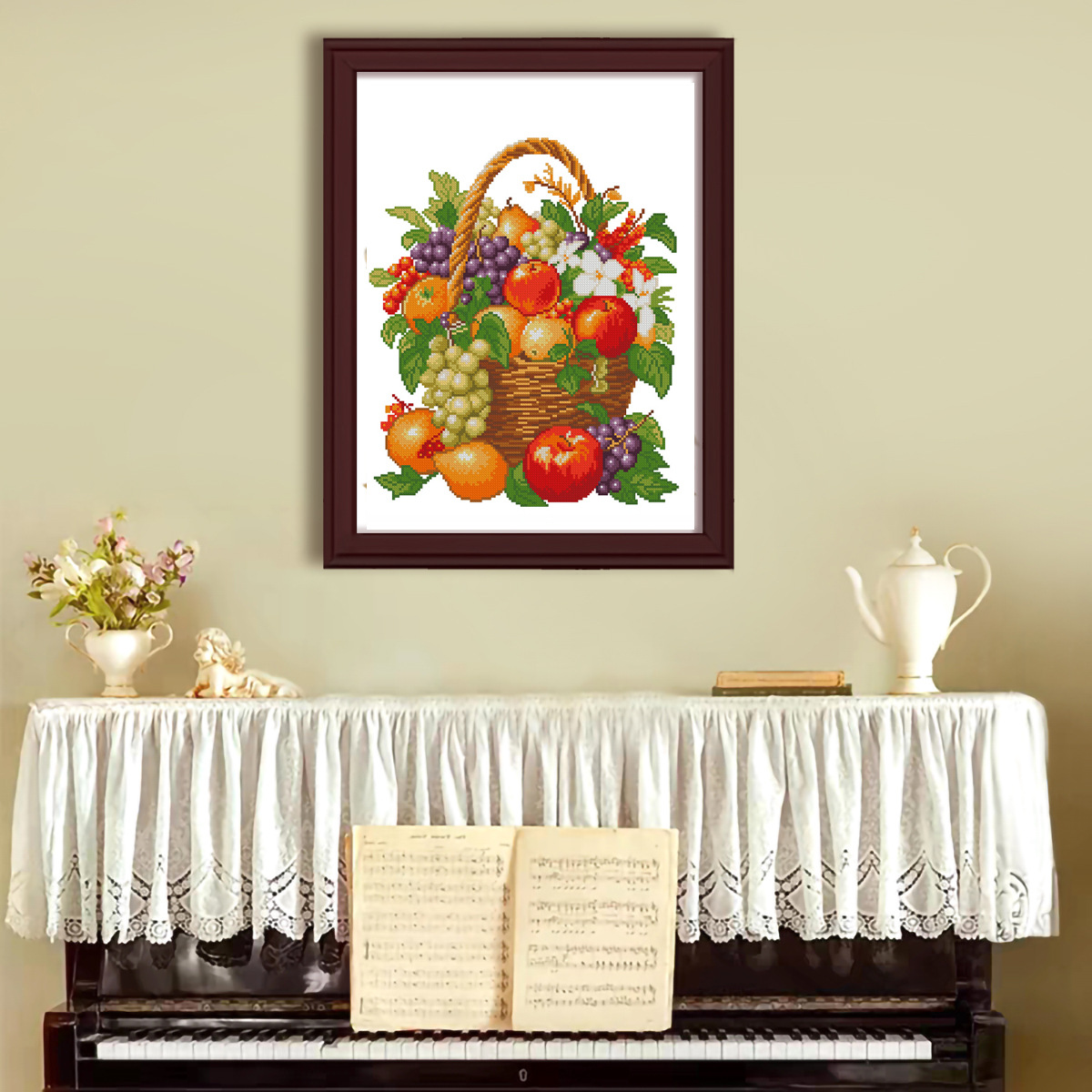 Nueva canasta de frutas de punto de cruz transfronteriza, hermosa decoración en la mesa de comedor de la cocina, piezas pequeñas de punto de cruz hechas a mano bordadas por ti mismo image 2