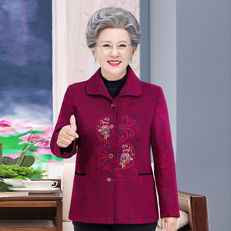 中老年女春秋唐装外套2025新款妈妈冬季加绒加厚上衣老太太婆婆衣|undefined