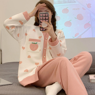 5XL plus fertilizer to increase pregnant women's air cotton pajamas new winter mezzanine month clothes nursing nursing clothes set