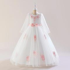 Children's Princess Wedding Dress and Formal Gown for Older Children, Performance Dress with Tulle, Long Dress for Girls, Flower Girl Formal Wear