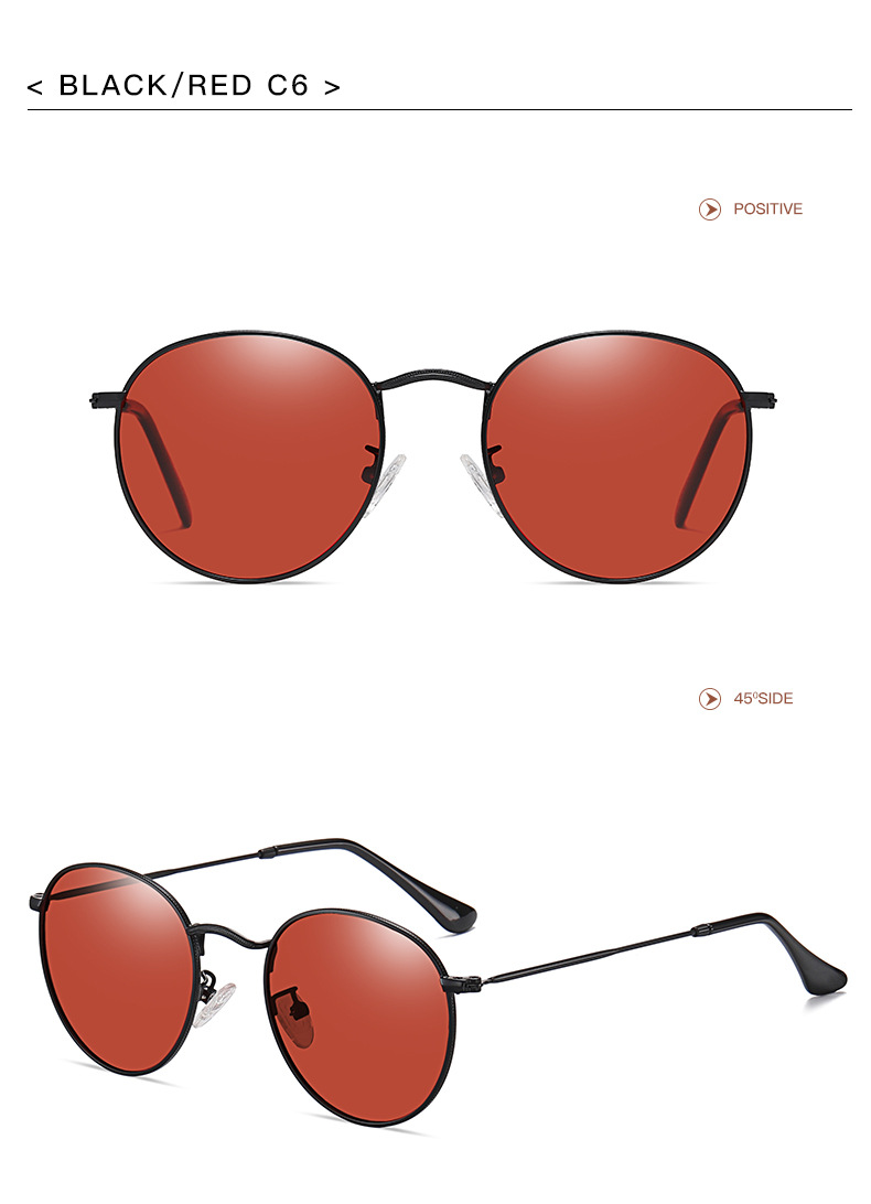 Retro Solid Color Tac Round Frame Full Frame Women's Sunglasses display picture 18