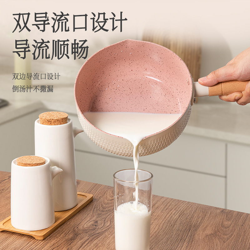 Olla de nieve japonesa Olla de leche Olla antiadherente de piedra médica Olla de fideos instantáneos para una persona Olla de sopa pequeña Olla de leche caliente complementaria para bebés