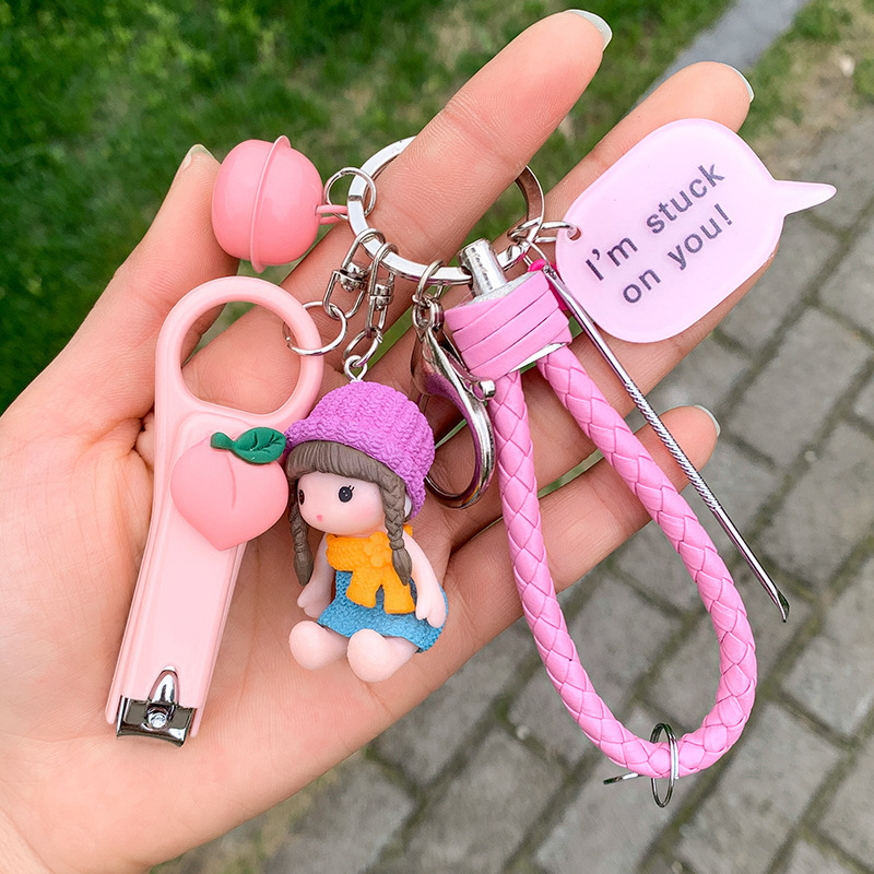 漫画かわいいキーホルダークリエイティブカップルペンダントインターネット有名人のペンダントバッグ絶妙な爪切り耳かきキーチェーン|undefined
