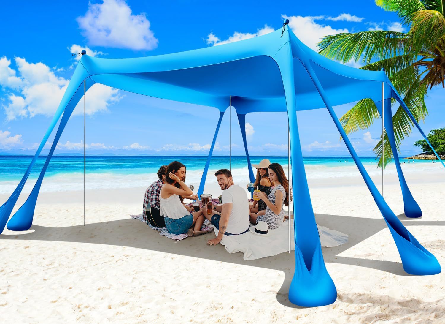 Lycra Canopy Outdoor Portable Octagonal Beach Tent Amazon Best-Selling Anti-Uv One-Piece Sunshade Canopy