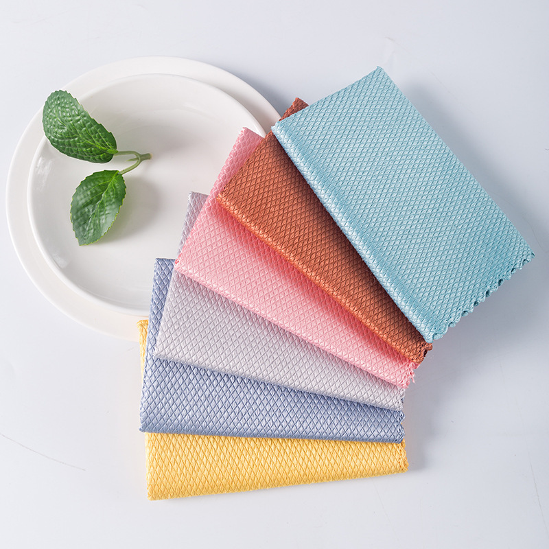 Kitchen Dishcloth, Scouring Pad, Household Cleaning Fish Scale Cloth, Absorbent Daily Cleaning Cloth, Dishwashing Cloth, Tablecloth for Home Use