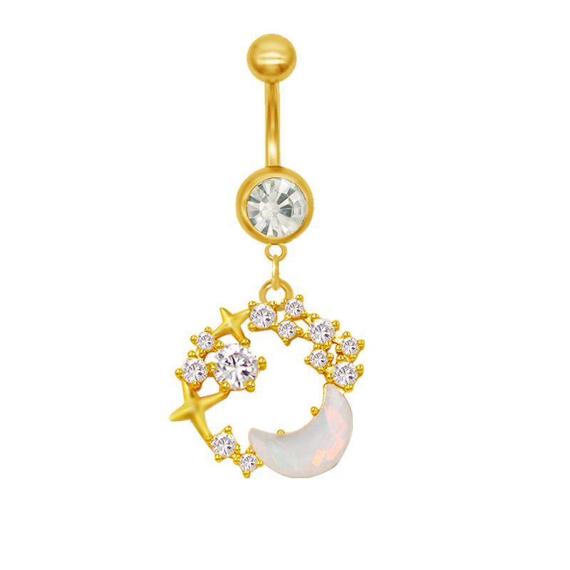 Piercing de nombril lune et papillon avec strass en forme cœur_voghion.com