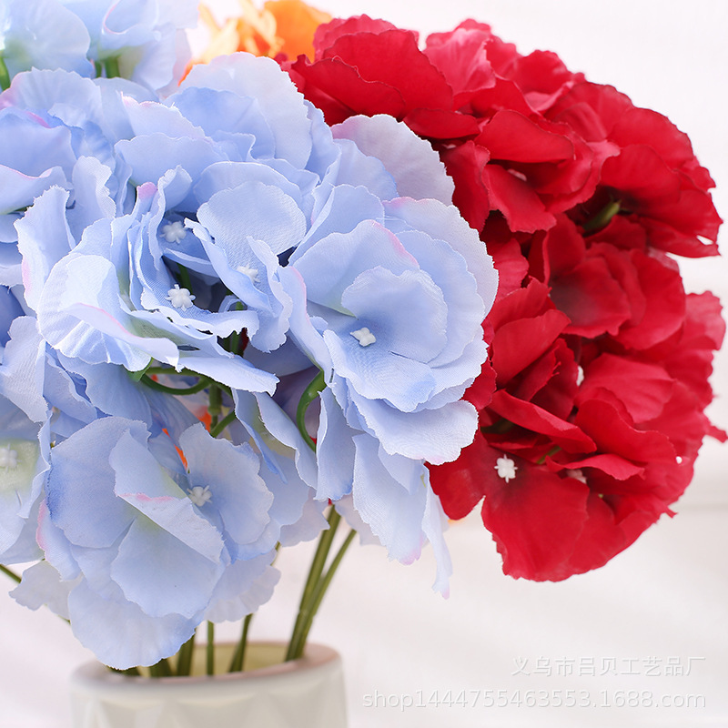 170g Weight White, Pink, Purple, Red, Blue Color Simulation Bouquet Hydrangea Wedding Fake Flower 2
