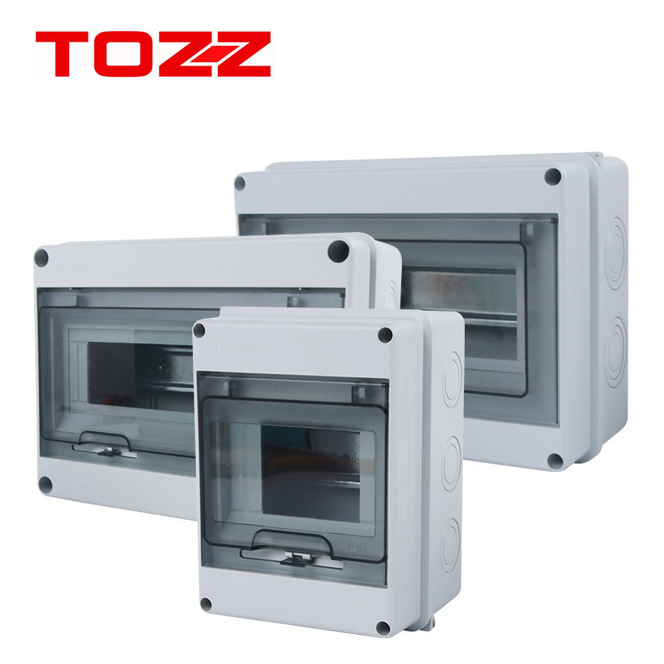 户外塑料防水配电箱5回路位室外空开布线强电箱明装透明盖防雨