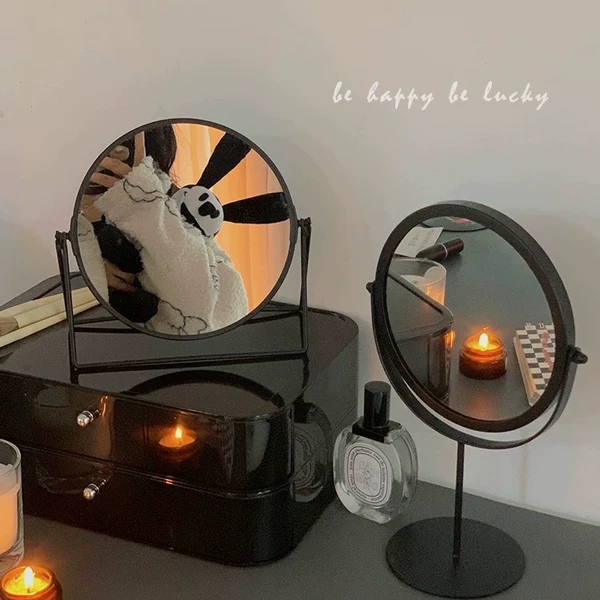 Black retro cosmetic mirror-tall style